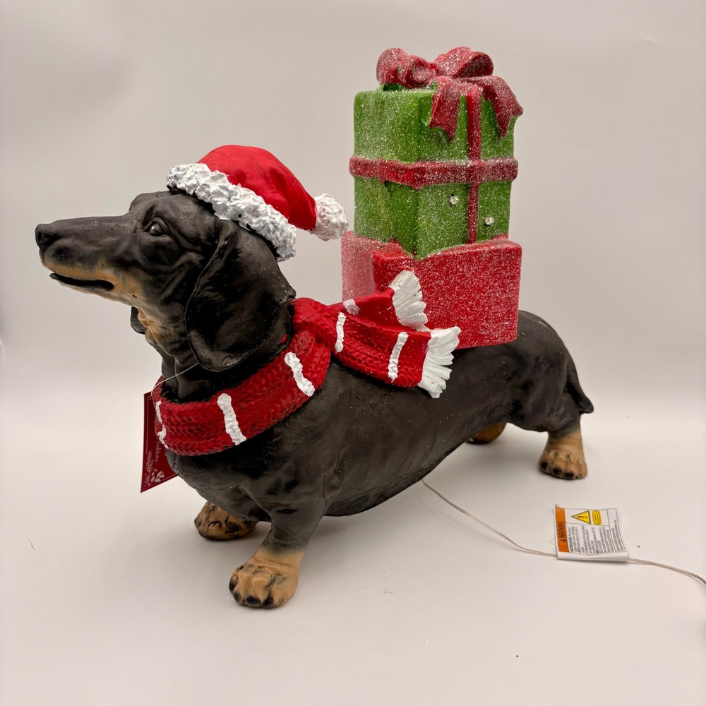 Magical Season Christmas Dachshund Light Up Figurine Wiener Dog Holiday Decor
